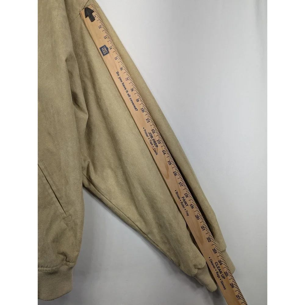 Winner Mate Tan Faux Suede Bomber Jacket Mens XL‎ Water Resistant Full Zip Beige